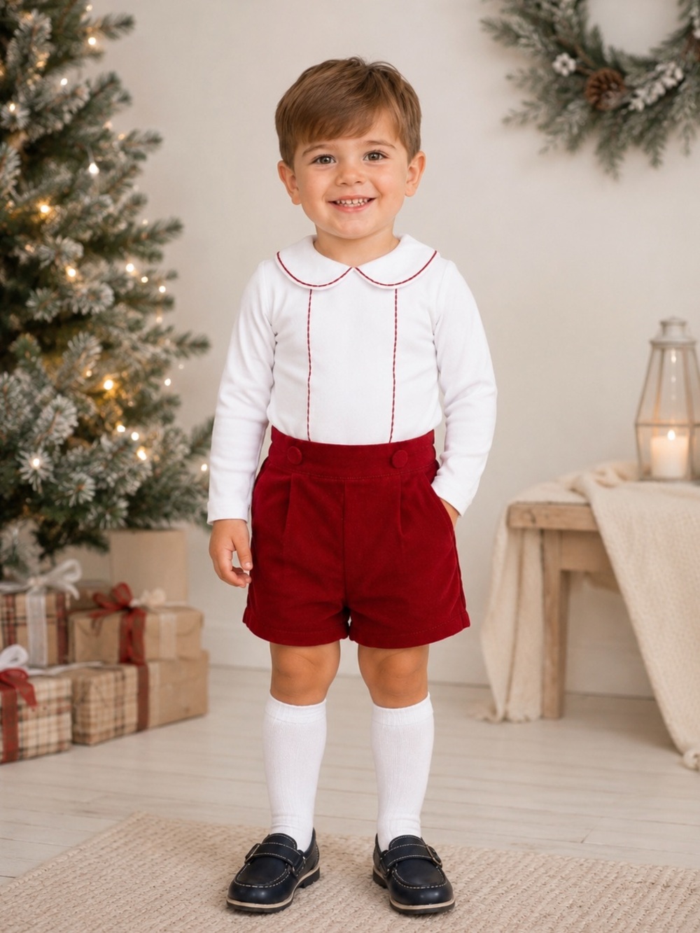 NWT Edgehill Collection x The Broke Brooke Baby Boys Berrett Velvet Set